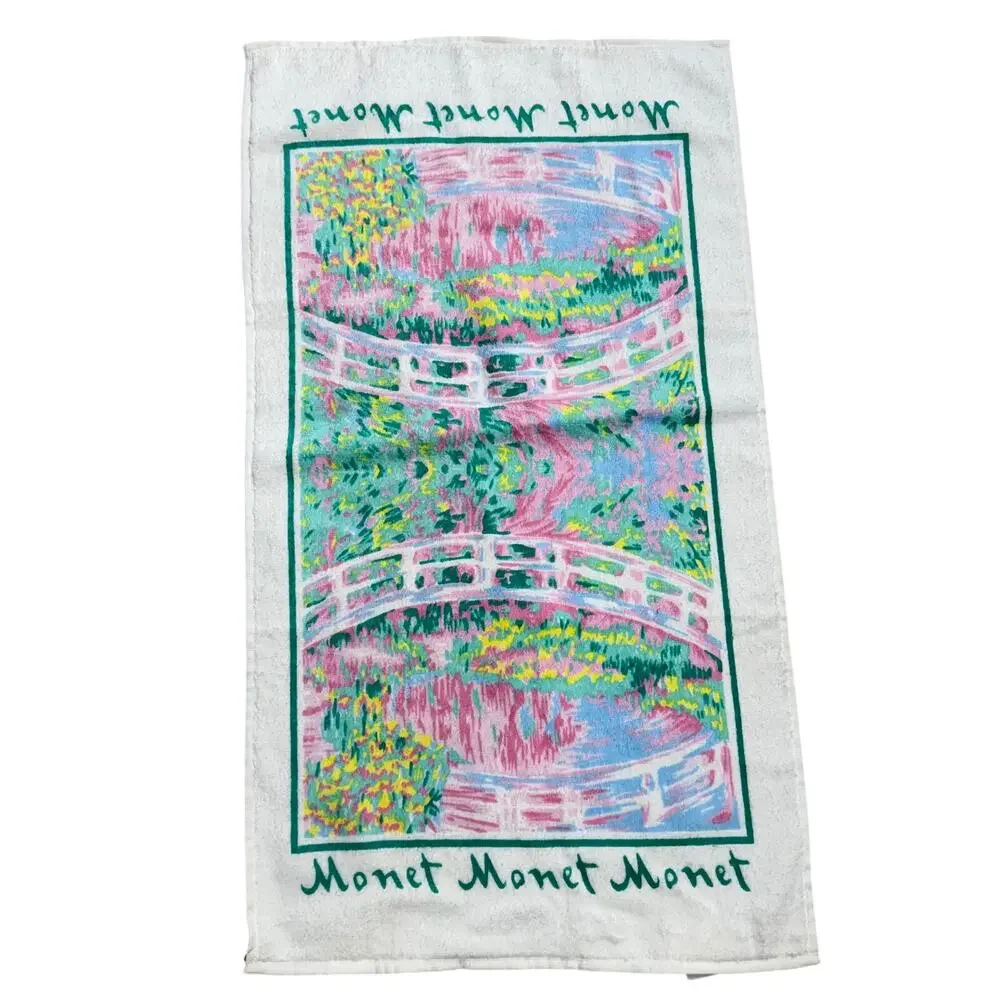 Vtg Hilasal Monet Water Lilies Japanese Bridge Cotton Decorative 2 Hand Towels